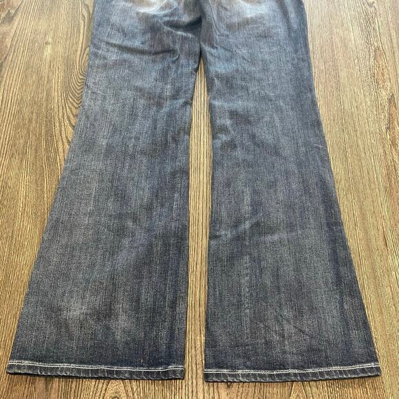 Rock 47 by Wrangler Flared Jeans Ultra Low Rise Distressed Stud Blue Size 7x34 - Picture 6 of 12